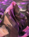 Tecido Crepe Chiffon Texturizado Italiano Estampa Abstrata Tons de Roxo
