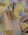 Tecido Crepe Chiffon Italiano Quadriculado Irregular Tons Pastéis
