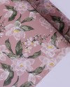 Tecido Crepe Chiffon Italiano Campo de Flores Verde, Branco e Rosé
