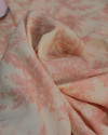 Tecido Viscose Premium Toile de Jouy Rosé e Creme
