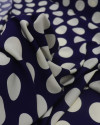 Tecido Viscose Macro Poá Creme e Azul Marinho