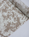 Tecido Viscose Texturizada Folhagens Abstratas Creme e Nude