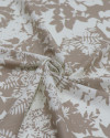 Tecido Viscose Texturizada Folhagens Abstratas Creme e Nude