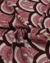 Tecido Viscose Texturizada Arcos Étnicos Rosa Chá, Creme e Borgonha