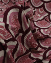 Tecido Viscose Texturizada Arcos Étnicos Rosa Chá, Creme e Borgonha