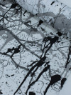 Tecido Crepe Italiano Respingos Abstratos Preto e Cinza