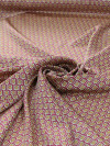 Tecido Crepe Silk Italiano Micro Geométrico Rosa e Bege
