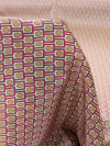 Tecido Crepe Silk Italiano Micro Geométrico Rosa e Bege