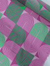 Tecido Crepe Chiffon Italiano Formas Verde e Rosa