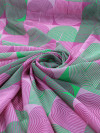 Tecido Crepe Chiffon Italiano Formas Verde e Rosa