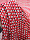 Tecido Tricoline Italiano Arcos Vermelho e Branco
