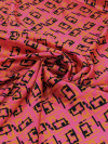 Tecido Viscose Italiano Simbolos Preto e Rosa