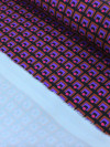 Tecido Tricoline Micro Simbolo Preto Rosa e Roxo