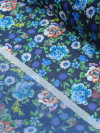 Tecido Crepe Chiffon Italiano Floral Azul