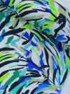 Tecido Viscose Italiano Pintura Abstrata Verde e Azul