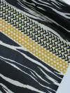 Tecido Crepe Chiffon Italiano Barrado Preto, Bege e Amarelo