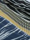 Tecido Crepe Chiffon Italiano Barrado Preto, Bege e Amarelo