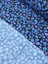Tecido Crepe Italiano Micro Floral Azul 