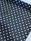 Tecido Crepe Chiffon Italiano Poá Azul Marinho e Amarelo