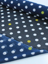 Tecido Crepe Chiffon Italiano Poá Azul Marinho e Amarelo
