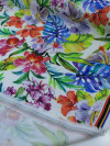 Tecido Viscose Italiano Jardim Colorido e Branco