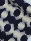 Tecido Viscose Italiano Bolas Abstratas Azul Marinho e Creme