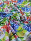 Tecido Viscose Italiano Jardim Colorido e Branco