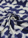 Tecido Viscose Italiano Bolas Abstratas Azul Marinho e Creme