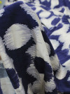 Tecido Viscose Italiano Bolas Abstratas Azul Marinho e Creme