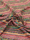 Tecido Viscose Italiano Listra Étnicas Coloridas