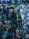 Tecido Crepe Chiffon Italiano Floral Azul