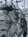 Tecido Crepe Italiano Respingos Abstratos Preto e Cinza