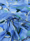 Tecido Viscose Italiano Flores em Aquarela Tons de Azul