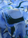 Tecido Viscose Italiano Flores em Aquarela Tons de Azul