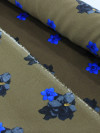 Tecido Crepe Italiano Flores Azul e Marrom