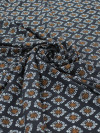Tecido Viscose Italiano Micro Simbolos Tons Terrosos e Preto