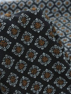 Tecido Viscose Italiano Micro Simbolos Tons Terrosos e Preto