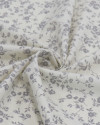 Tecido Linho Misto Camisaria Micro Ramos Florais Cinza e Creme