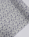 Tecido Linho Misto Camisaria Micro Ramos Florais Azul Marinho e Offwhite