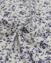 Tecido Linho Misto Camisaria Micro Ramos Florais Azul Marinho e Offwhite