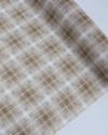 Tecido Tricoline Verano Flamê Multi Quadriculado Branco e Tons de Marrom