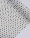 Tecido Linho Misto Camisaria Micro Ramos Azul, Dourado e Cru