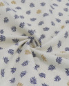 Tecido Linho Misto Camisaria Micro Ramos Azul, Dourado e Cru
