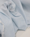 Tecido Tricoline Verano Flamê Listras Finas Branco e Azul