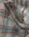 Tecido Crepe Chiffon Italiano Multi Quadriculado Colorido e Bege