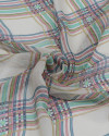 Tecido Crepe Chiffon Italiano Multi Quadriculado Colorido e Bege