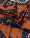 Tecido Crepe Silk Macro Paisley Laranja