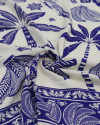 Tecido Viscose Barrado Duplo Brasilidade Tropical Azul e Offwhite