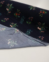 Tecido Crepe de Viscose Ramos Florais Colorido e Azul Marinho