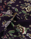 Tecido Viscose Texturizada Flores, Onças e Corujas Colorido e Roxo